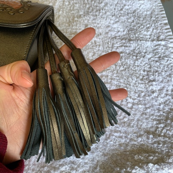 Statement boho leather and snakeskin clutch - Picture 7 of 15